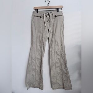 Express Lace Up Waist Low Rise Flare Pants Tan VINTAGE Y2K Retro Bella swan 3/4